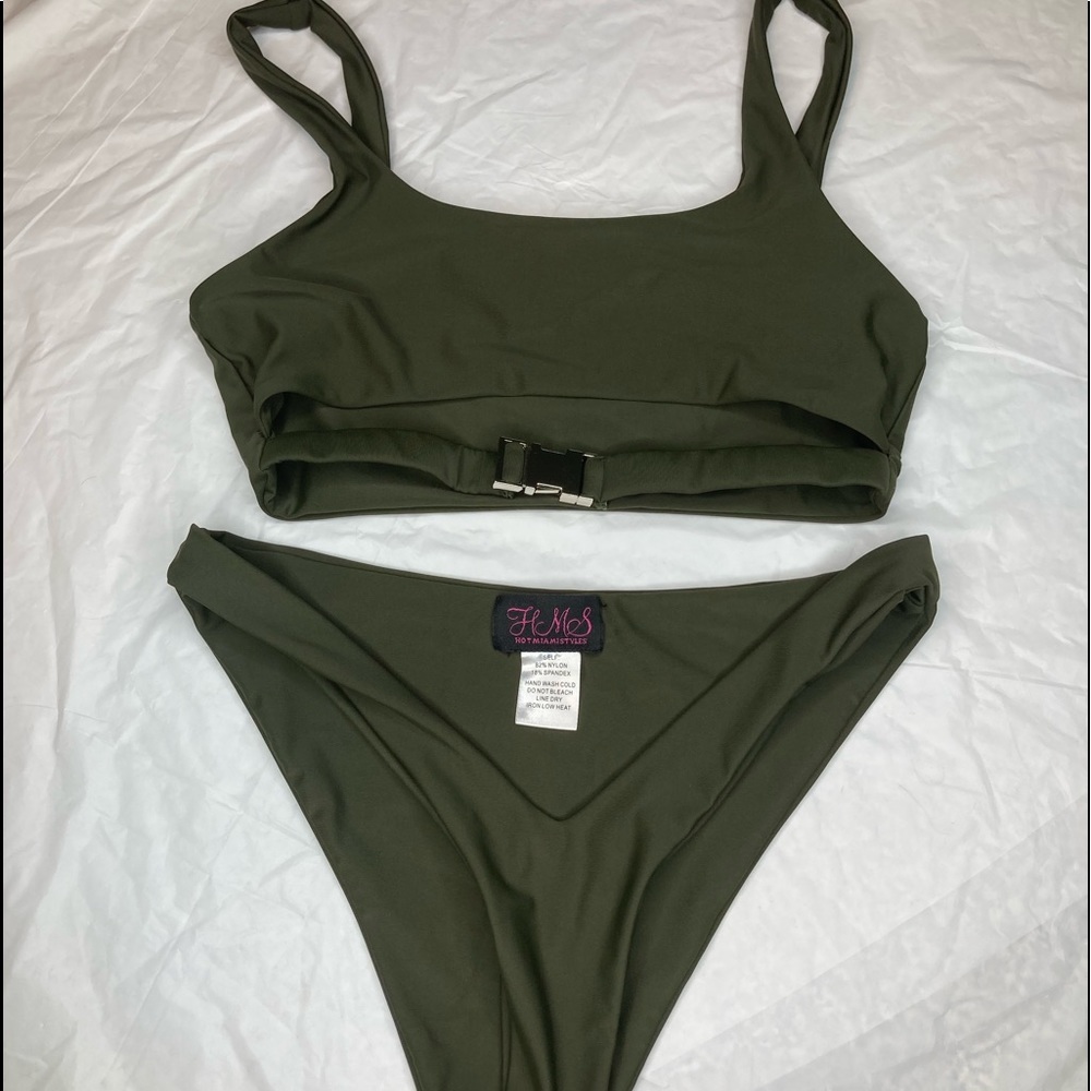Hot Miami Styles olive green tank bikini